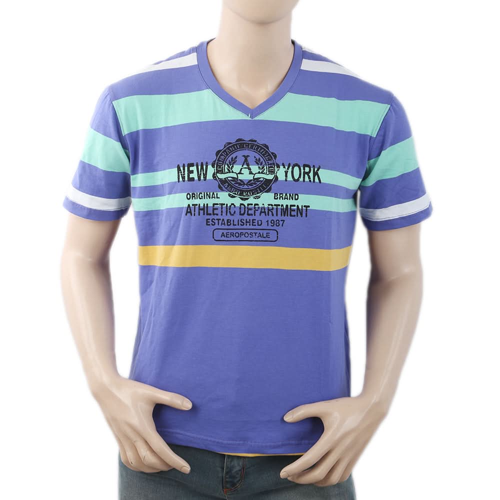Men's Yarn Dyed Half Sleeves Placket T-Shirt - Royal Blue, Men, T-Shirts And Polos, Chase Value, Chase Value