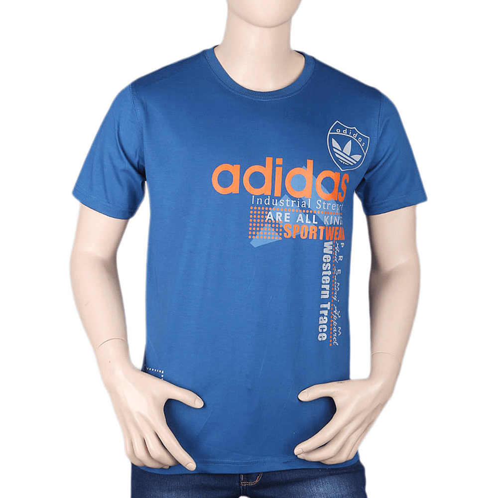 Men's Half sleeves Printed Round Neck T-Shirt - Light Blue, Men, T-Shirts And Polos, Chase Value, Chase Value