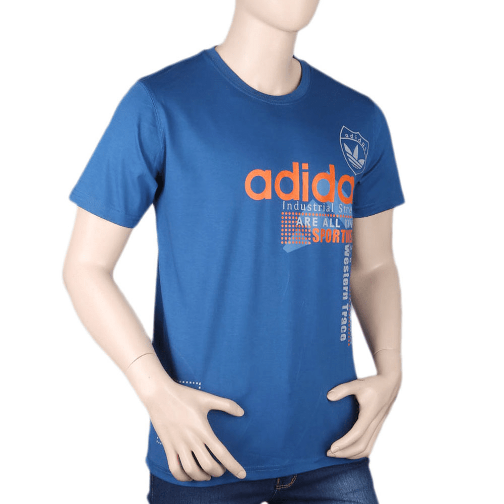 Men's Half sleeves Printed Round Neck T-Shirt - Light Blue, Men, T-Shirts And Polos, Chase Value, Chase Value