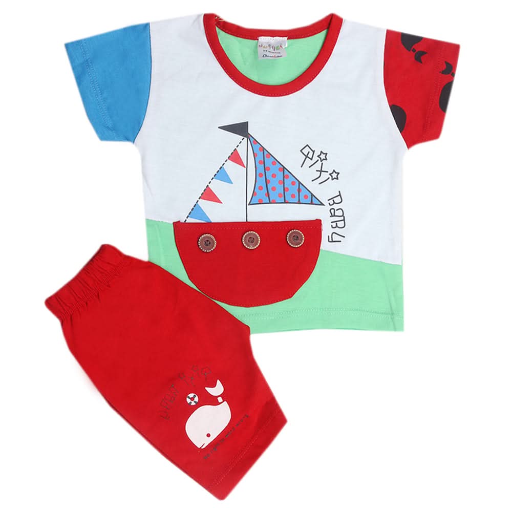Newborn Boys Half Sleeves Suit - Maroon, Kids, New Born Boys Sets And Suits, Chase Value, Chase Value