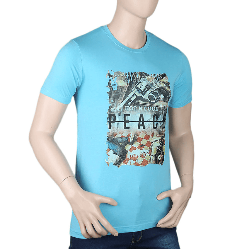 Men's Printed T-Shirt - Light Blue - test-store-for-chase-value