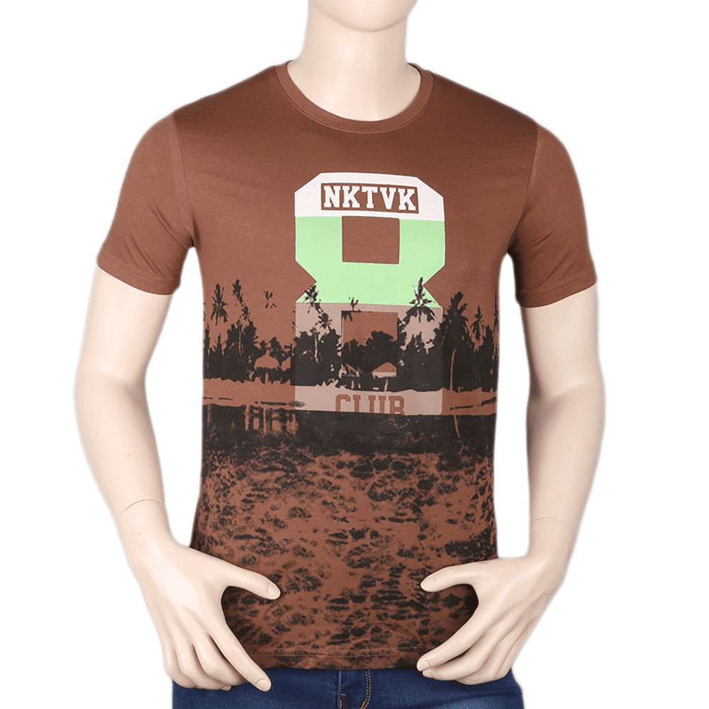 Men's Printed T-Shirt - Brown - test-store-for-chase-value