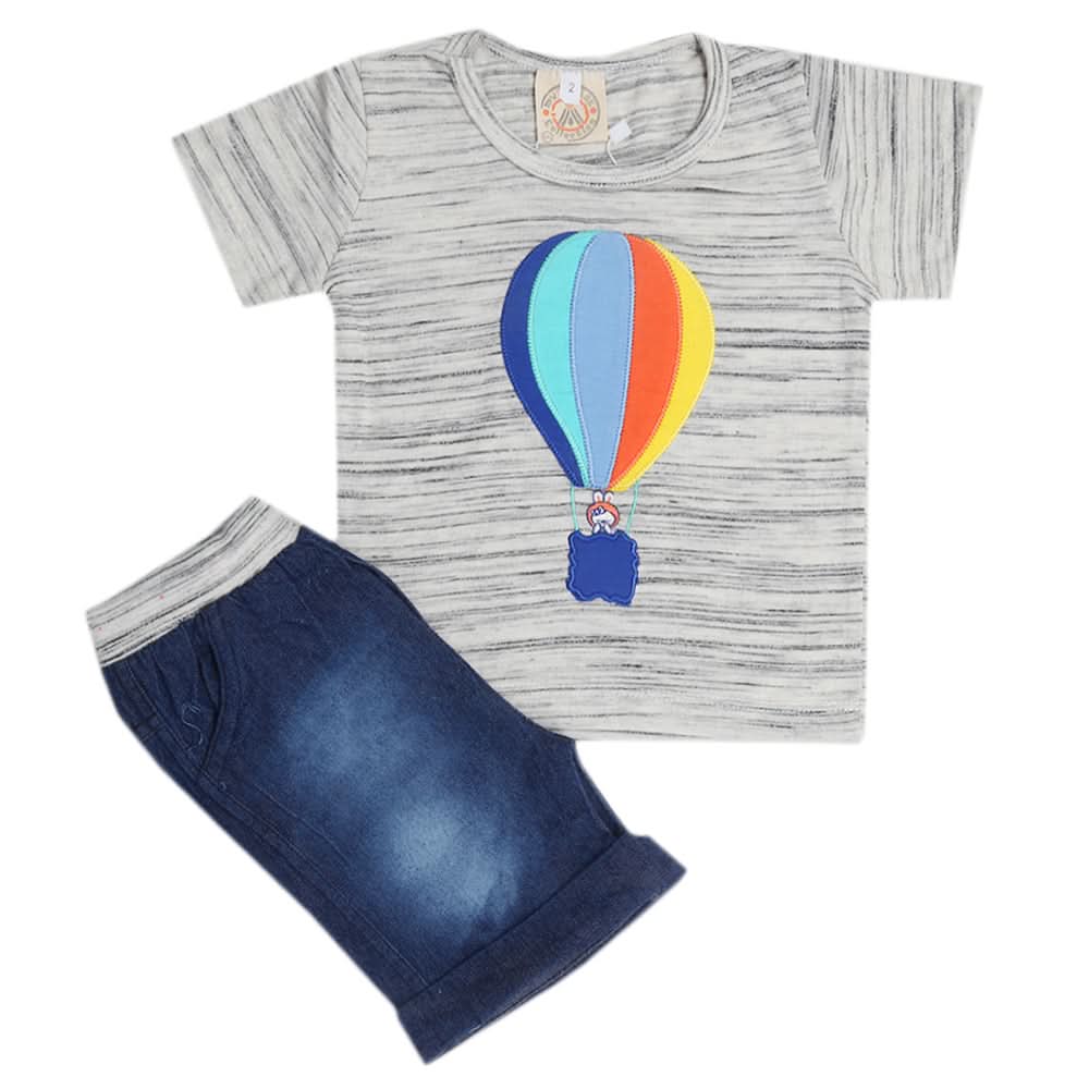 Newborn Boys Half Sleeves Suit - Grey, Kids, New Born Boys Sets And Suits, Chase Value, Chase Value