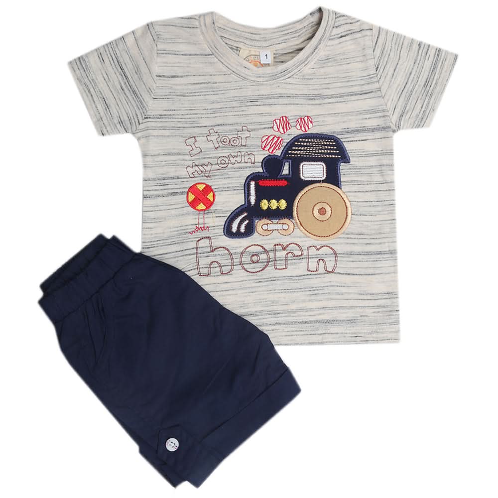Newborn Boys Half Sleeves Suit - Cream, Kids, New Born Boys Sets And Suits, Chase Value, Chase Value
