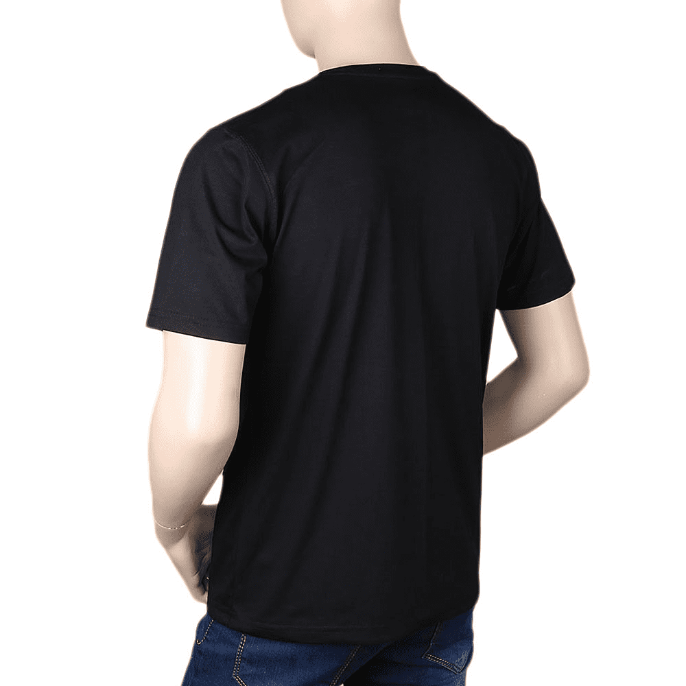 Men's Half sleeves Printed Round Neck T-Shirt - Black, Men, T-Shirts And Polos, Chase Value, Chase Value