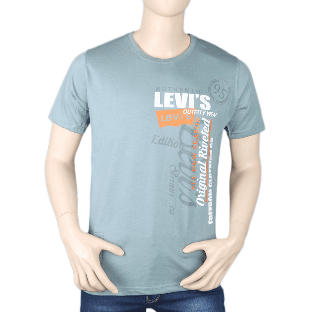 Men's Half sleeves Printed Round Neck T-Shirt - Light Grey, Men, T-Shirts And Polos, Chase Value, Chase Value