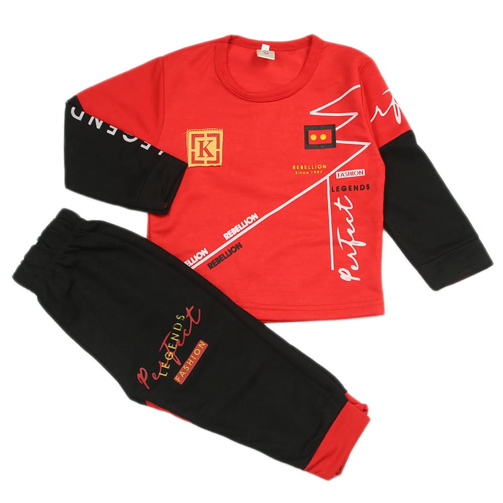 Boys Full Sleeves Pajama Suit - Red, Boys Sets & Suits, Chase Value, Chase Value