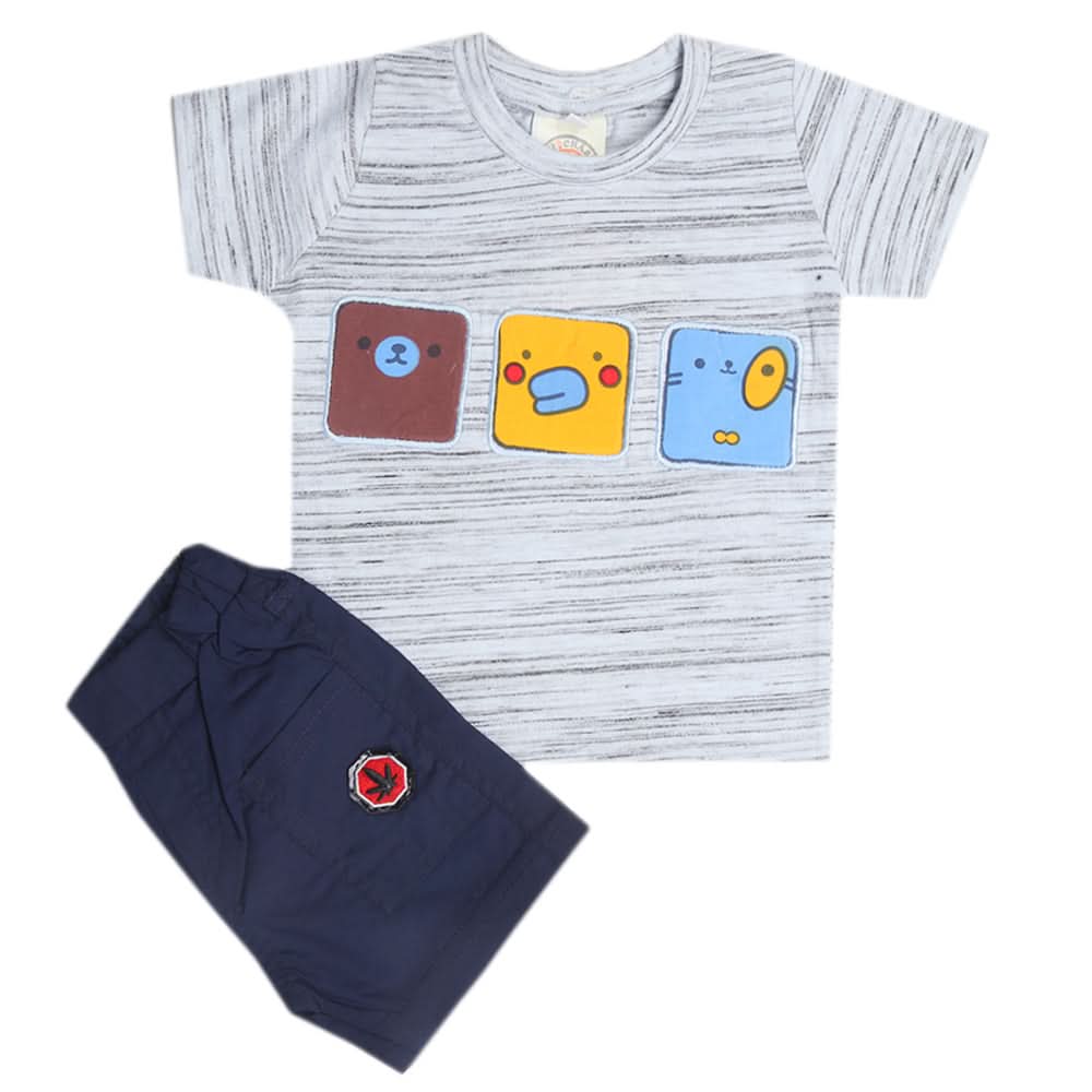 Newborn Boys Half Sleeves Suit - Grey, Kids, New Born Boys Sets And Suits, Chase Value, Chase Value
