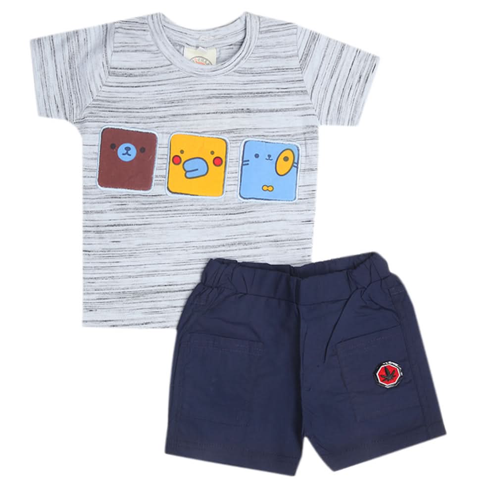 Newborn Boys Half Sleeves Suit - Grey, Kids, New Born Boys Sets And Suits, Chase Value, Chase Value