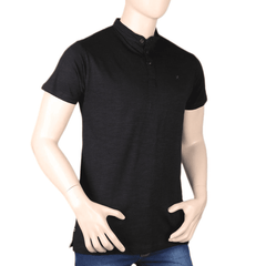 Men's Eminent Band Collar T-Shirt - Black, Men, T-Shirts And Polos, Chase Value, Chase Value