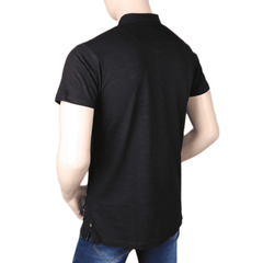 Men's Eminent Band Collar T-Shirt - Black, Men, T-Shirts And Polos, Chase Value, Chase Value