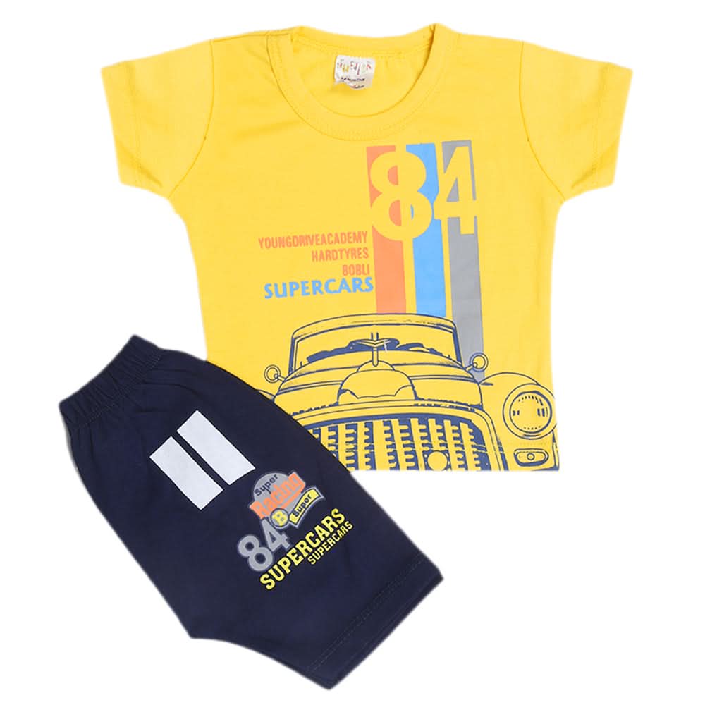 Newborn Boys Half Sleeves Suit - Yellow, Kids, New Born Boys Sets And Suits, Chase Value, Chase Value
