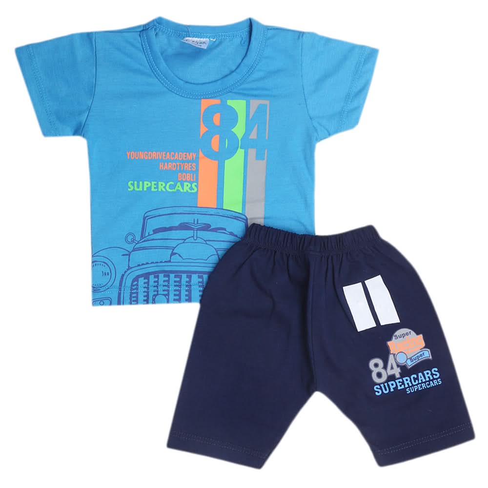 Newborn Boys Half Sleeves Suit - Sea Blue, Kids, New Born Boys Sets And Suits, Chase Value, Chase Value