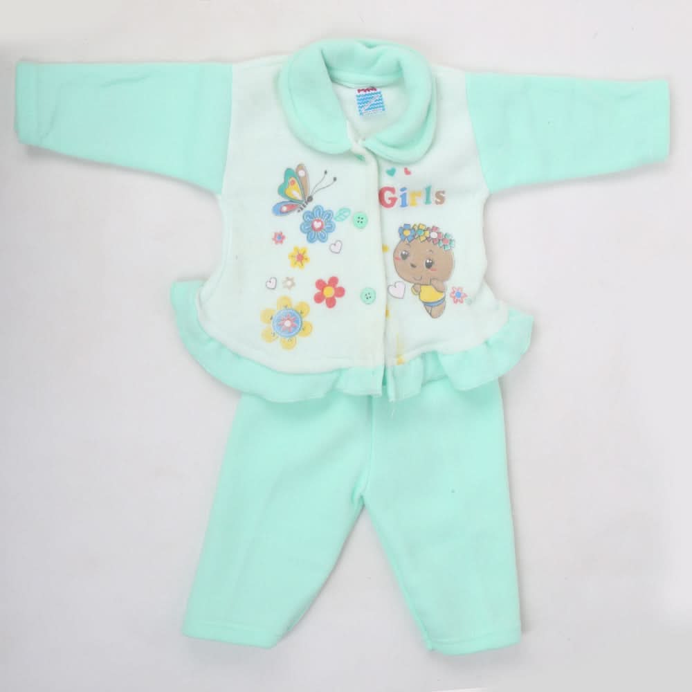 Newborn Girl Full Sleeves Polar Suit 8275 - Green, Kids, NB Girls Sets And Suits, Chase Value, Chase Value