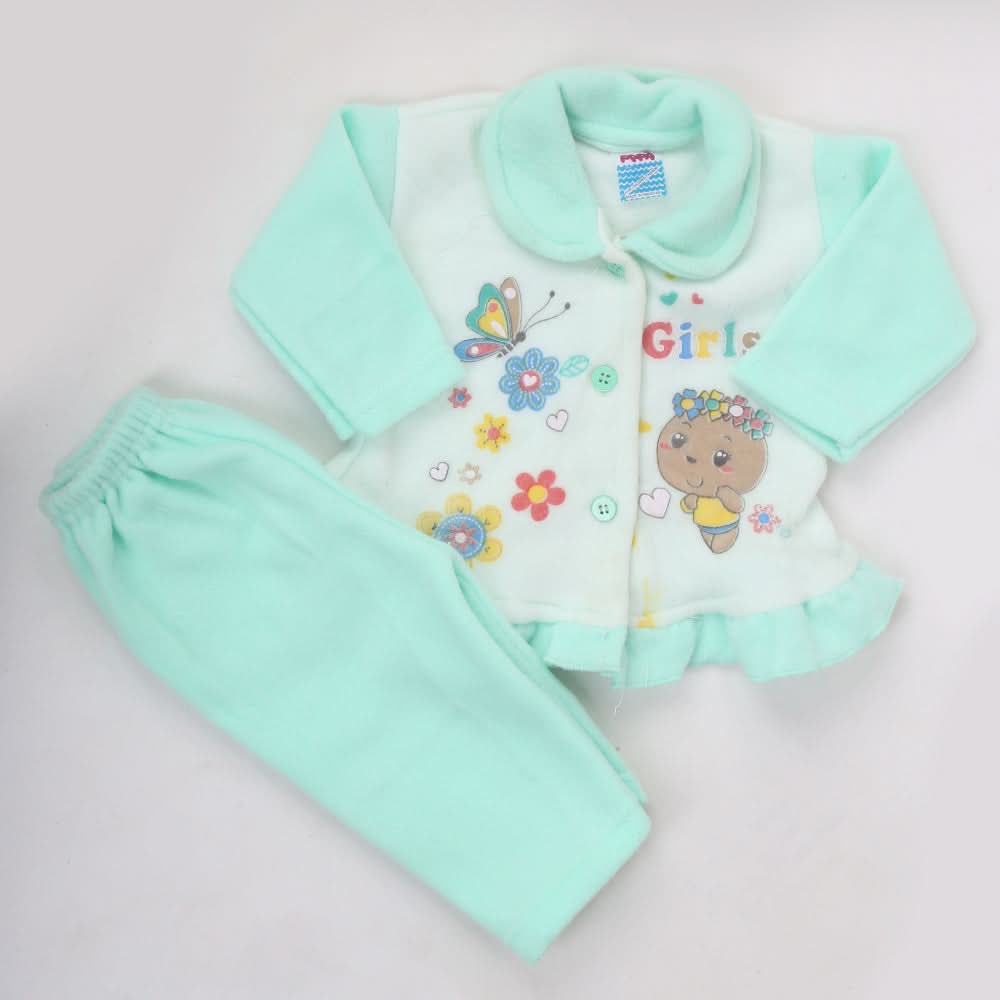 Newborn Girl Full Sleeves Polar Suit 8275 - Green, Kids, NB Girls Sets And Suits, Chase Value, Chase Value