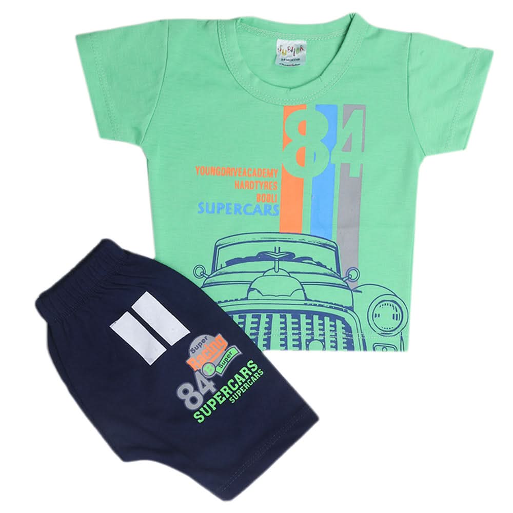 Newborn Boys Half Sleeves Suit - Green, Kids, New Born Boys Sets And Suits, Chase Value, Chase Value