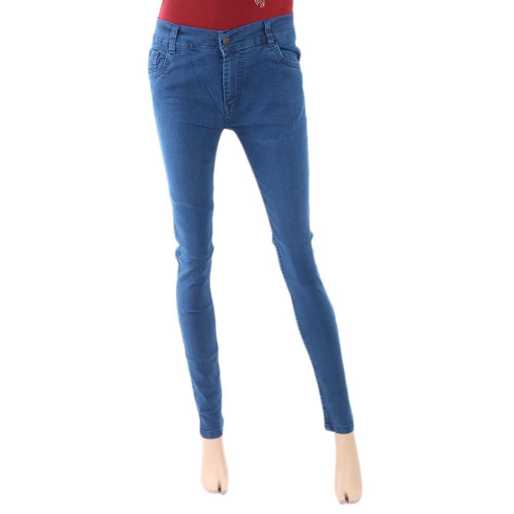 Women's Denim Pant - Mid Blue, Women, Pants & Tights, Chase Value, Chase Value