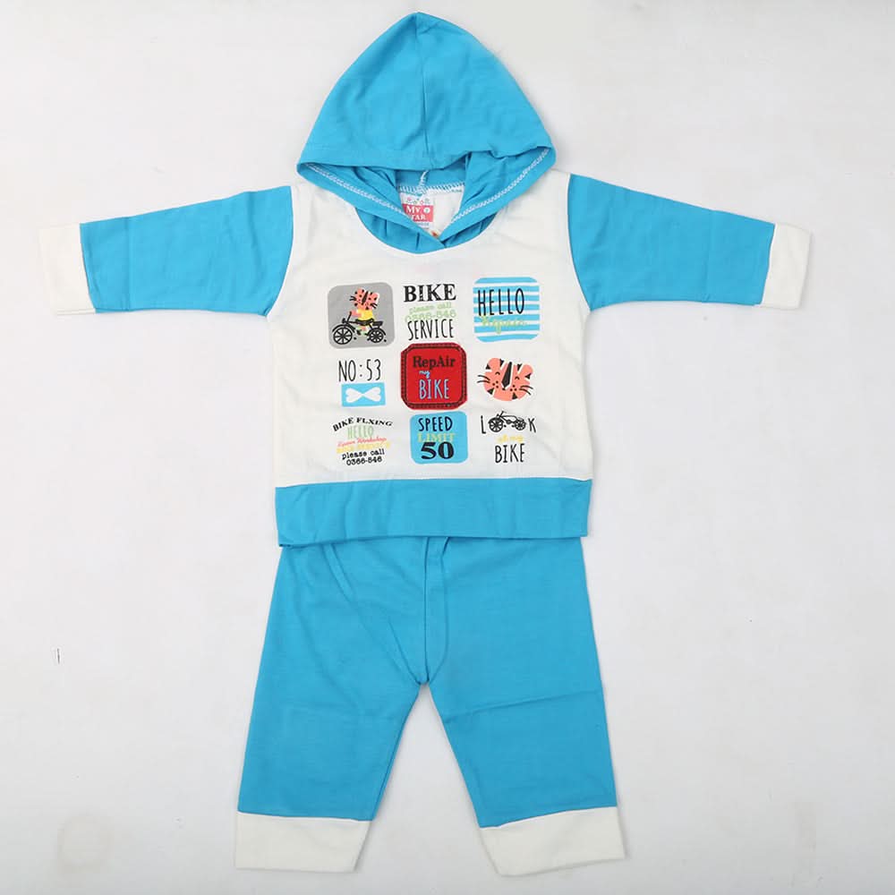 Newborn Boys Full Sleeves Hooded Suit - Blue, Kids, NB Boys Sets And Suits, Chase Value, Chase Value