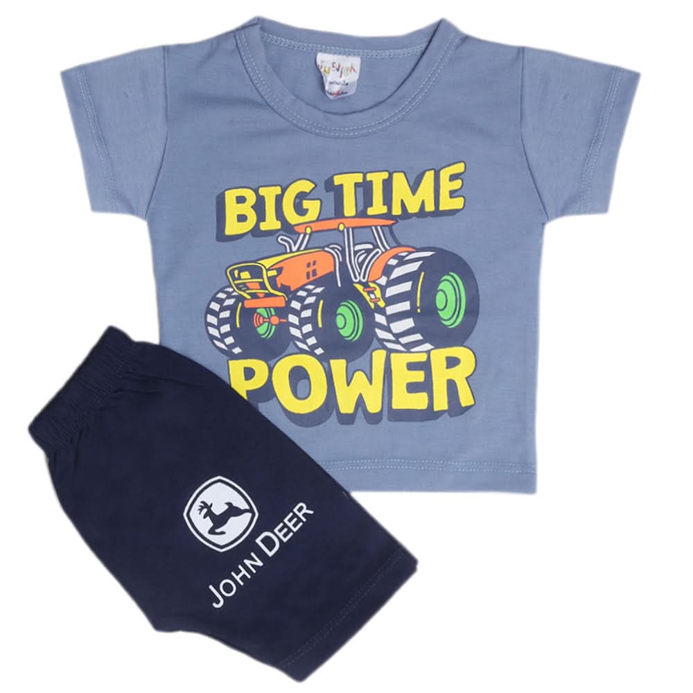 Newborn Boys Half Sleeves Suit - Steel Blue, Kids, New Born Boys Sets And Suits, Chase Value, Chase Value