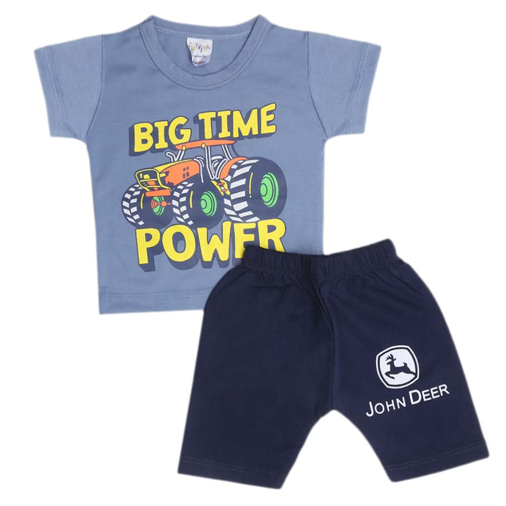 Newborn Boys Half Sleeves Suit - Steel Blue, Kids, New Born Boys Sets And Suits, Chase Value, Chase Value