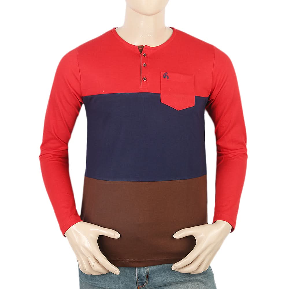 Men's Full Sleeves T-Shirt - Red, Men, T-Shirts And Polos, Chase Value, Chase Value