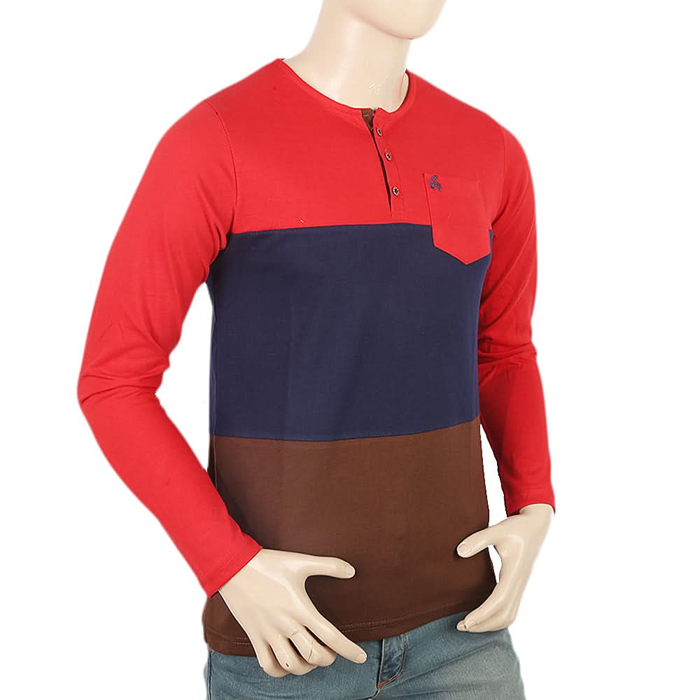Men's Full Sleeves T-Shirt - Red, Men, T-Shirts And Polos, Chase Value, Chase Value
