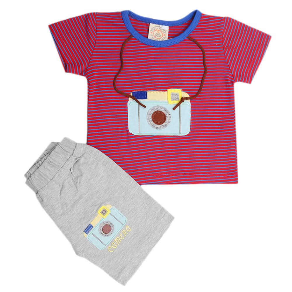 Newborn Boys Half Sleeves Suit - Red, Kids, New Born Boys Sets And Suits, Chase Value, Chase Value