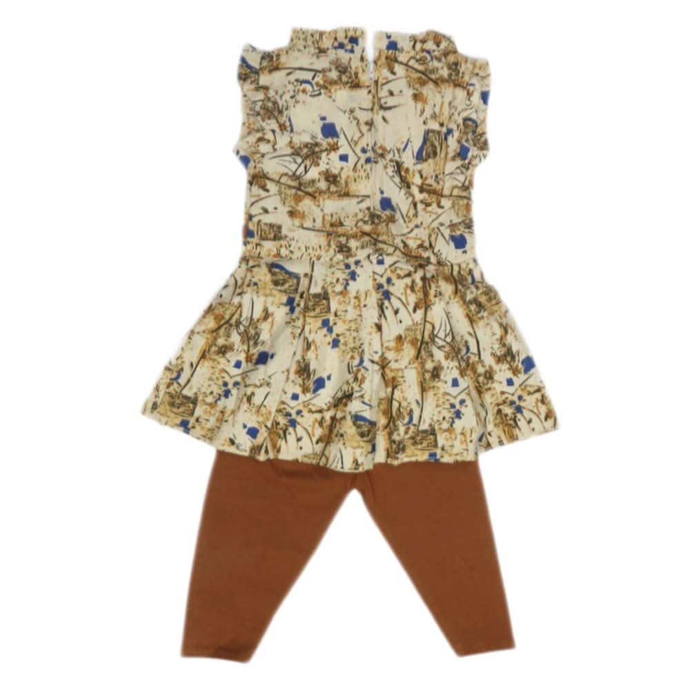 Girls Sleeve Less 2 Pcs Suit - Brown, Kids, Girls Sets And Suits, Chase Value, Chase Value