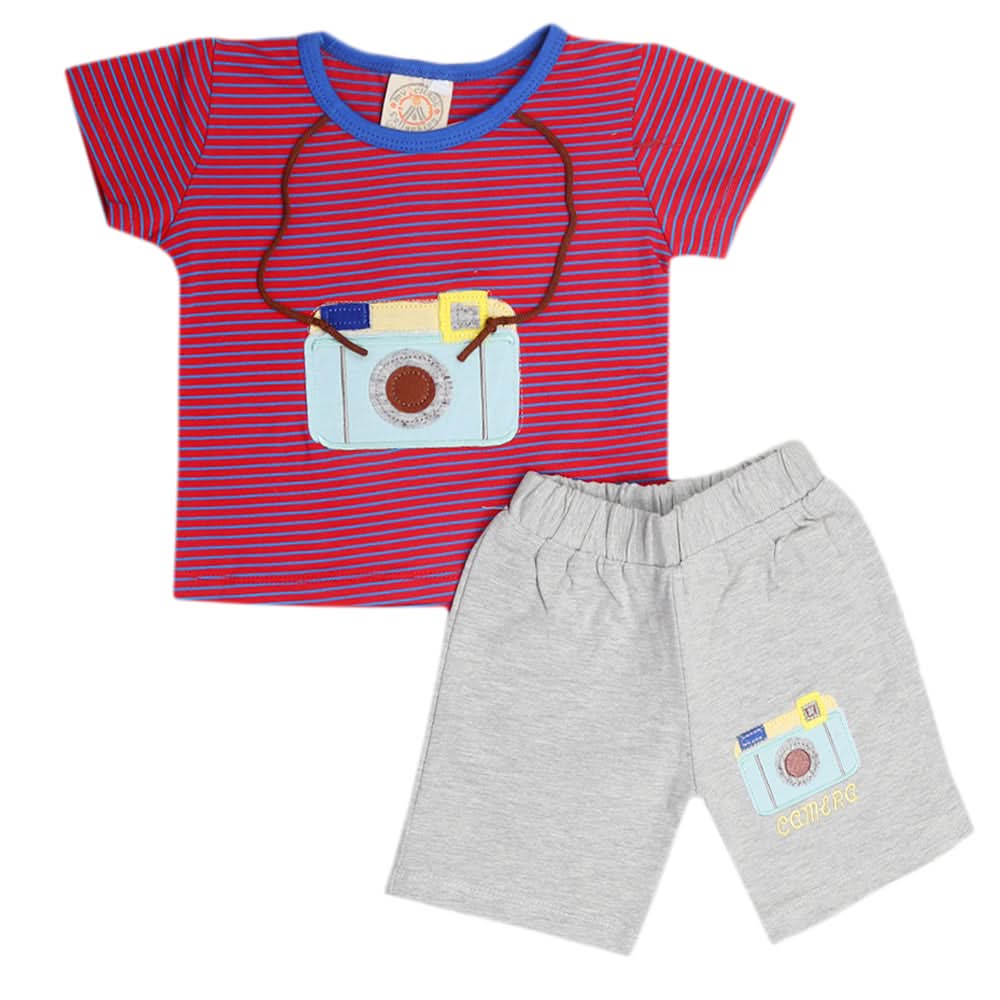 Newborn Boys Half Sleeves Suit - Red, Kids, New Born Boys Sets And Suits, Chase Value, Chase Value