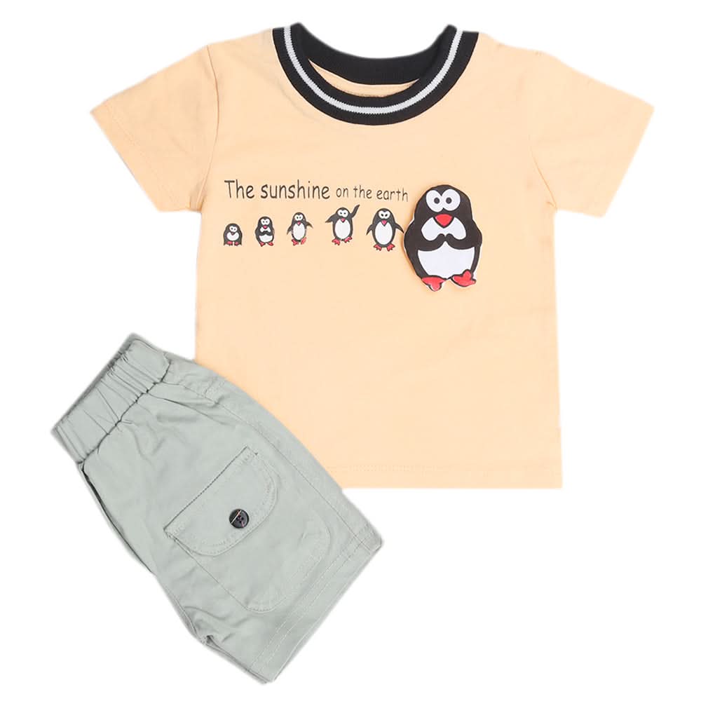 Newborn Boys Half Sleeves Suit - Peach, Kids, New Born Boys Sets And Suits, Chase Value, Chase Value