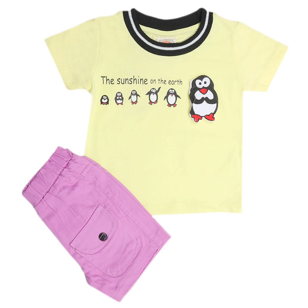Newborn Boys Half Sleeves Suit - Lemon, Kids, New Born Boys Sets And Suits, Chase Value, Chase Value
