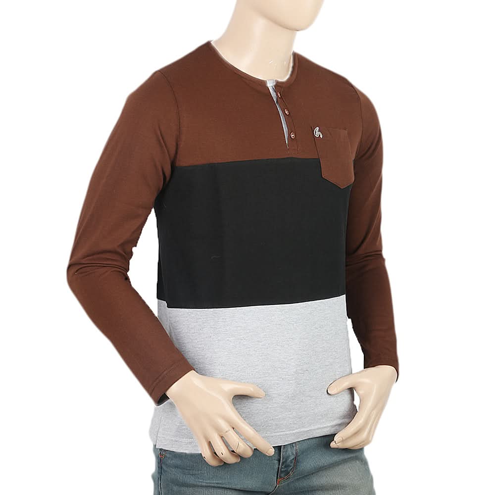 Men's Full Sleeves T-Shirt - Dark Brown, Men, T-Shirts And Polos, Chase Value, Chase Value