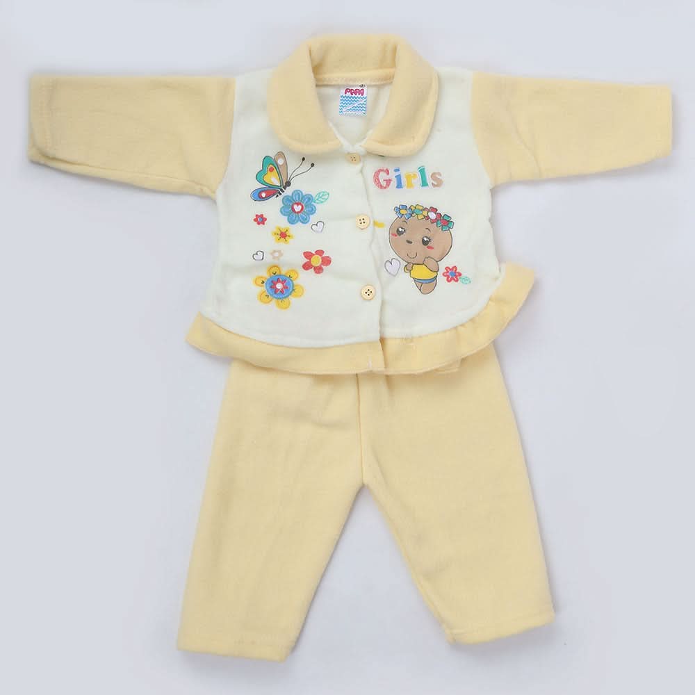 Newborn Girl Full Sleeves Polar Suit 8275 - Yellow, Kids, NB Girls Sets And Suits, Chase Value, Chase Value