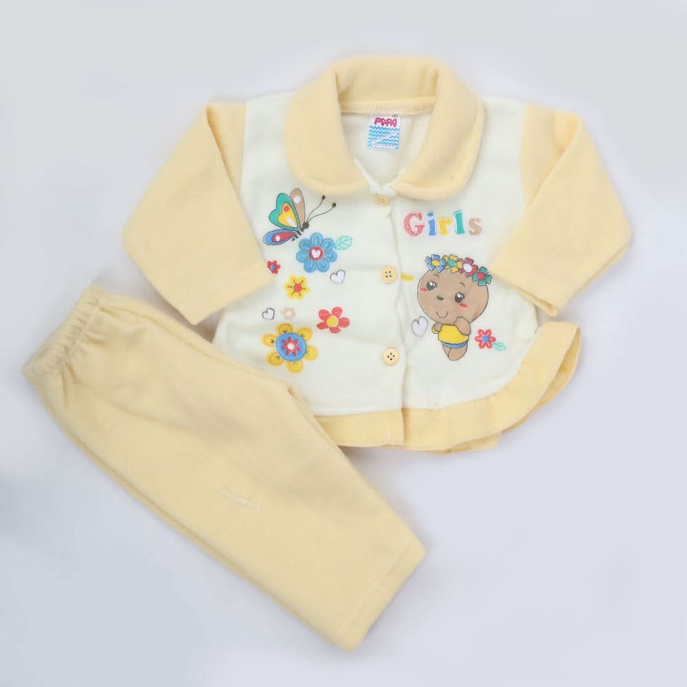 Newborn Girl Full Sleeves Polar Suit 8275 - Yellow, Kids, NB Girls Sets And Suits, Chase Value, Chase Value
