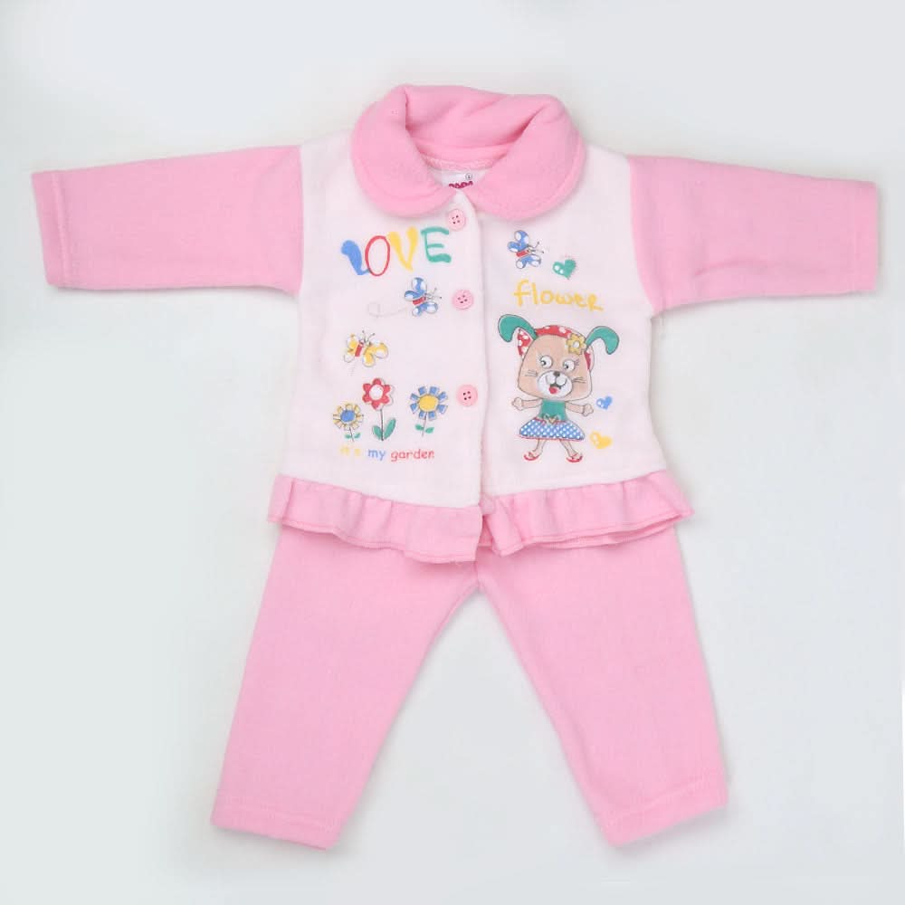 Newborn Girl Full Sleeves Polar Suit 5362 - Pink, Kids, NB Girls Sets And Suits, Chase Value, Chase Value