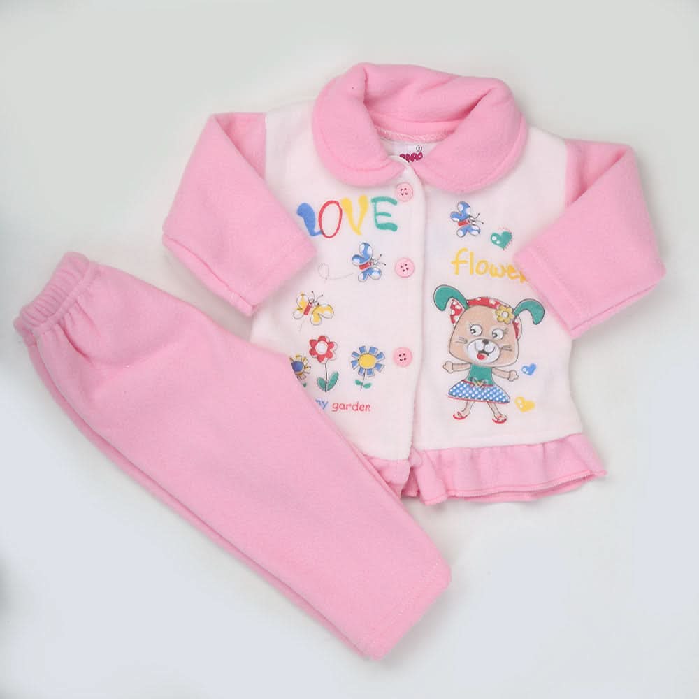 Newborn Girl Full Sleeves Polar Suit 5362 - Pink, Kids, NB Girls Sets And Suits, Chase Value, Chase Value