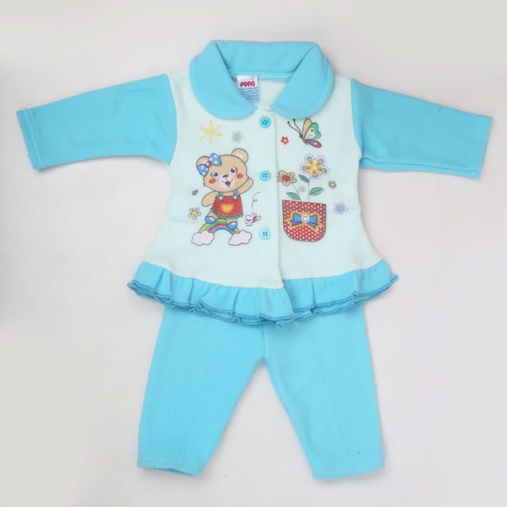 Newborn Girl Full Sleeves Polar Suit 11605 - Sky Blue, Kids, NB Girls Sets And Suits, Chase Value, Chase Value