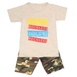 Boys 2 Pcs Suit Half Sleeves - Beige, Kids, Boys Sets And Suits, Chase Value, Chase Value