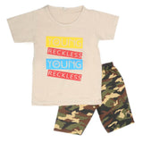 Boys 2 Pcs Suit Half Sleeves - Beige, Kids, Boys Sets And Suits, Chase Value, Chase Value