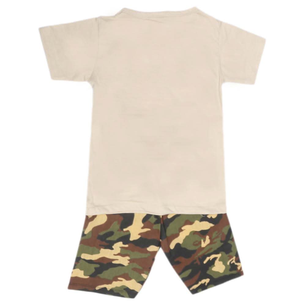 Boys 2 Pcs Suit Half Sleeves - Beige, Kids, Boys Sets And Suits, Chase Value, Chase Value