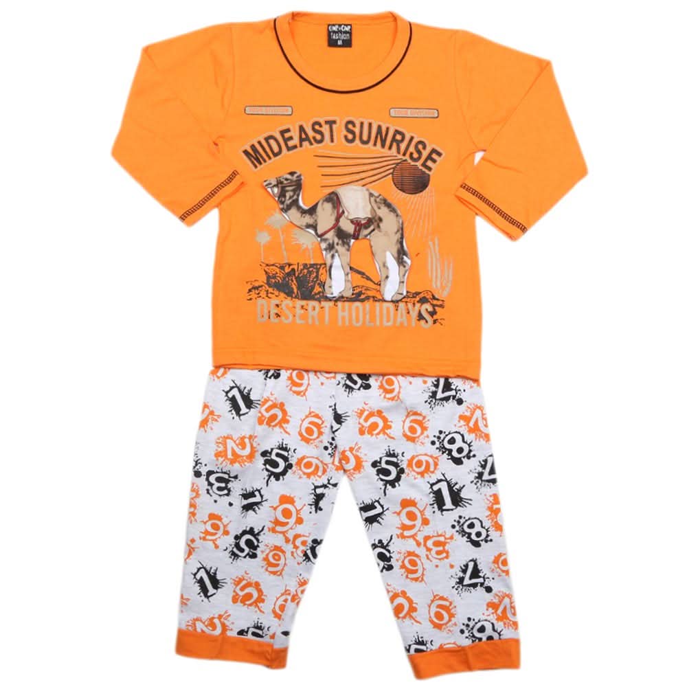 Boys Full Sleeves 2 Pcs Suit - Orange, Kids, Boys Sets And Suits, Chase Value, Chase Value