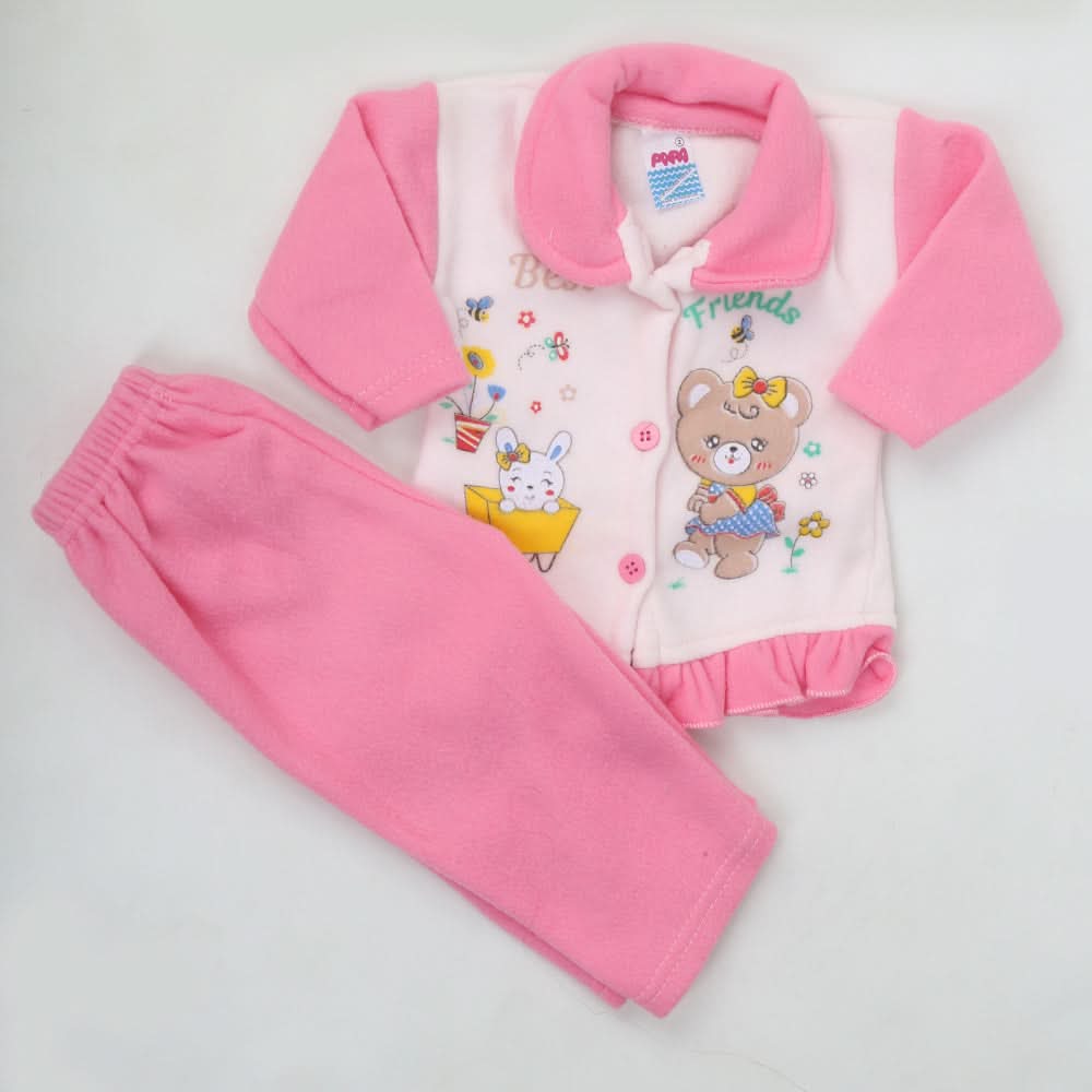Newborn Girl Full Sleeves Polar Suit 8282 - Pink, Kids, NB Girls Sets And Suits, Chase Value, Chase Value