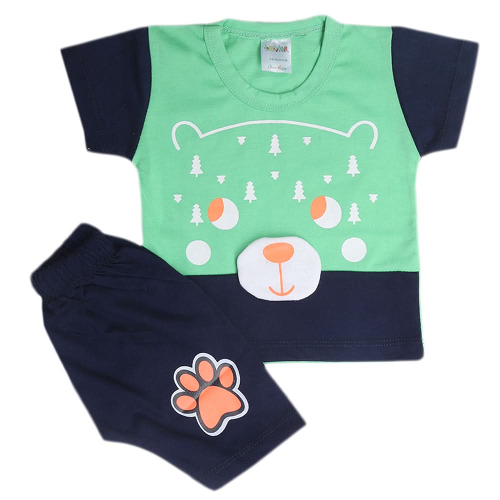 Newborn Boys Half Sleeves Suit - Light Green, Kids, New Born Boys Sets And Suits, Chase Value, Chase Value