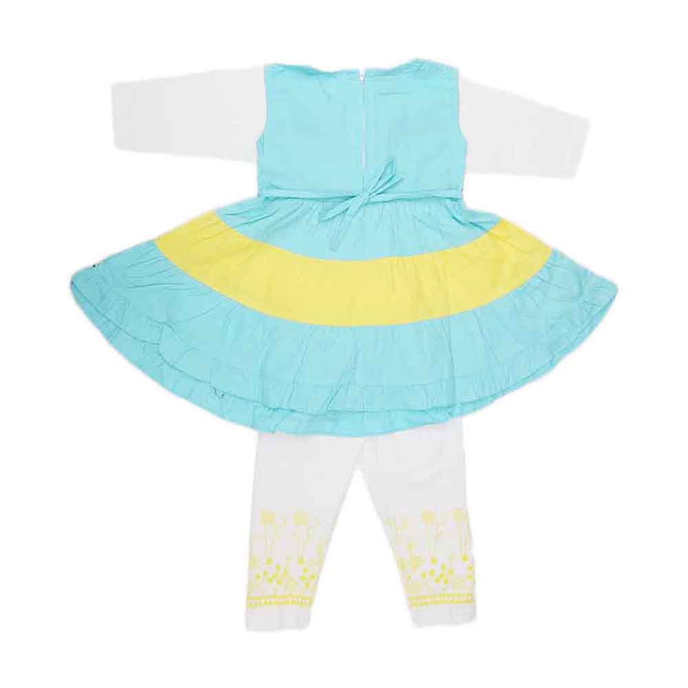 Girls Fancy Frock 2 Pcs - Sea Green, Kids, Girls Frocks, Chase Value, Chase Value