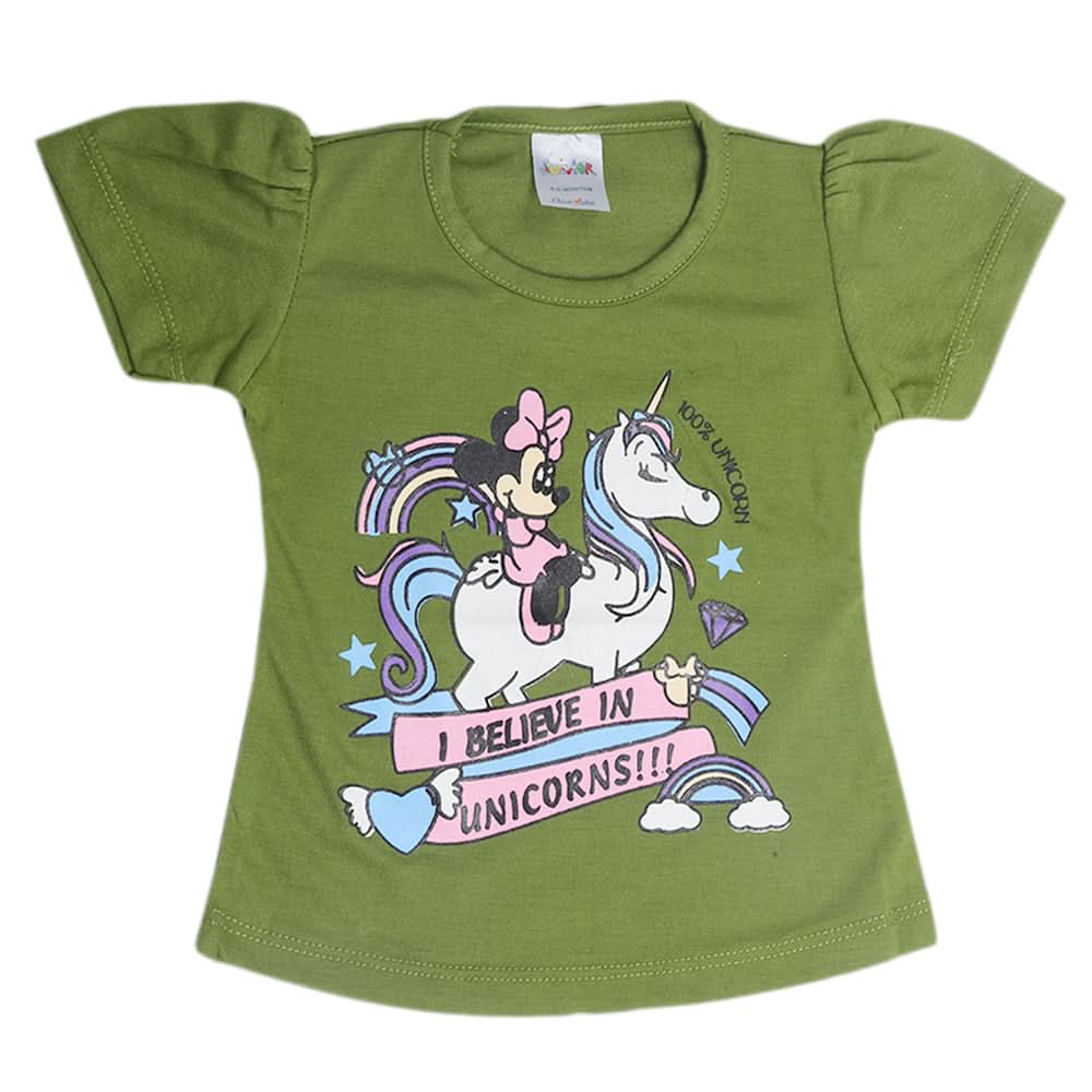 Newborn Girls Half Sleeves T-Shirt - Green, Kids, Newborn Girls T-Shirts, Chase Value, Chase Value