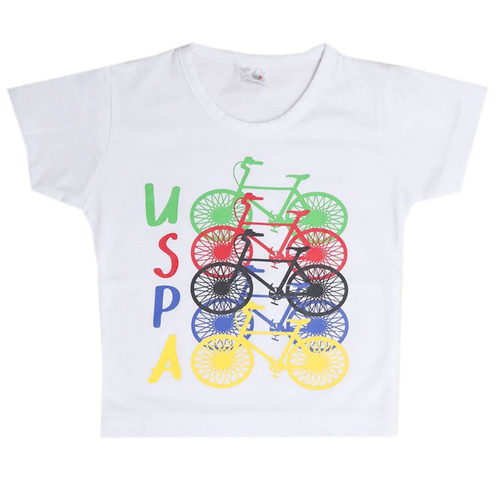 Newborn Boys Half Sleeves T-Shirt - White, Kids, Newborn Boys Shirts And T-Shirts, Chase Value, Chase Value