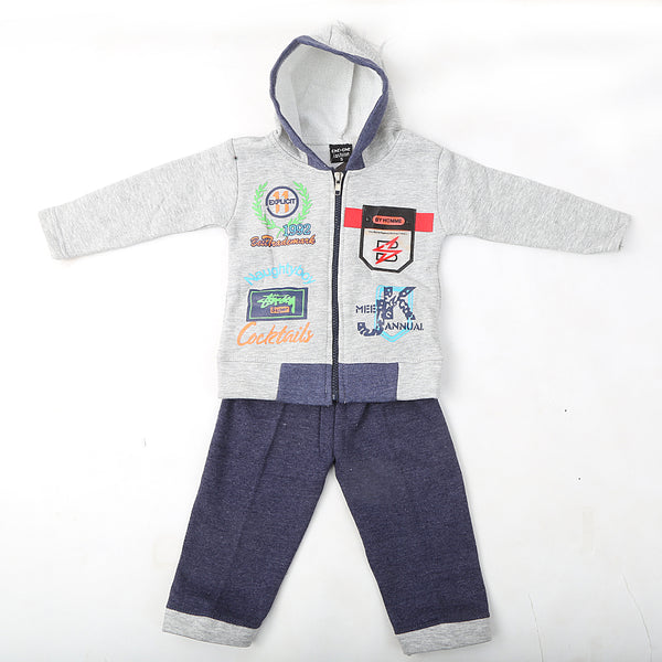 Boys Full Sleeves Fleece Suit - Grey, Kids, Boys Sets And Suits, Chase Value, Chase Value