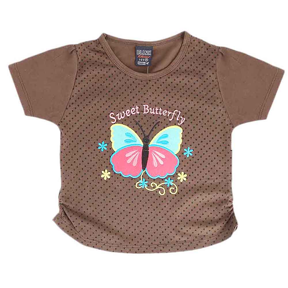Girls Half Sleeves Printed T-Shirt - Brown, Kids, Girls T-Shirts, Chase Value, Chase Value