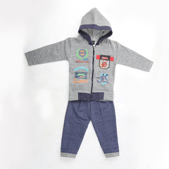 Boys Full Sleeves Fleece Suit - Dark Grey, Kids, Boys Sets And Suits, Chase Value, Chase Value