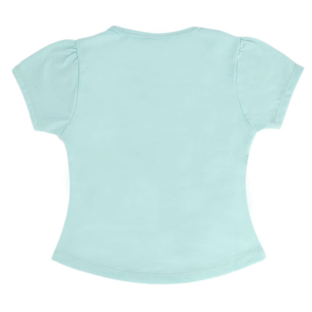 Girls Half Sleeves Sequence Sticker - Light Blue, Kids, Girls T-Shirts, Chase Value, Chase Value